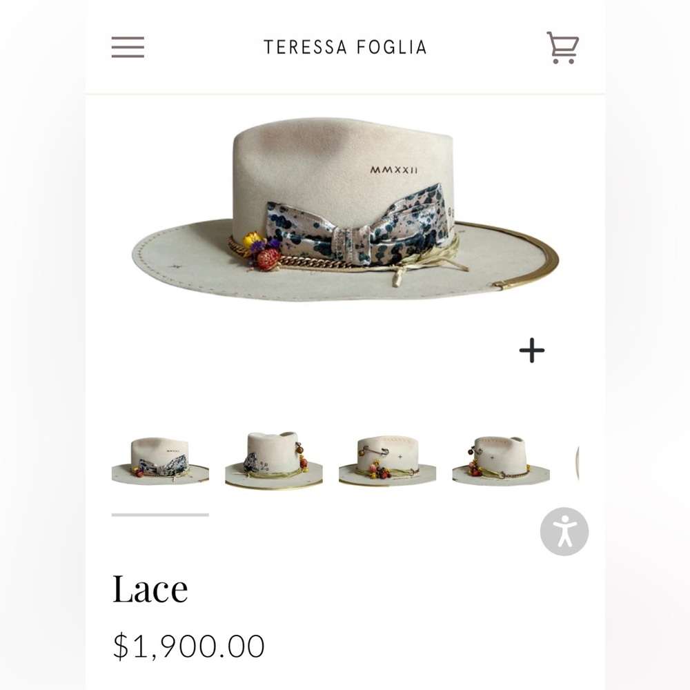 Teressa Foglia - Lace Hat - New in Box - Sz -7 3/8 - Picture 2 of 11